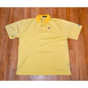 Walruswear Polo Shirt Mens XXL Yellow Blue Striped Embroidered Logo